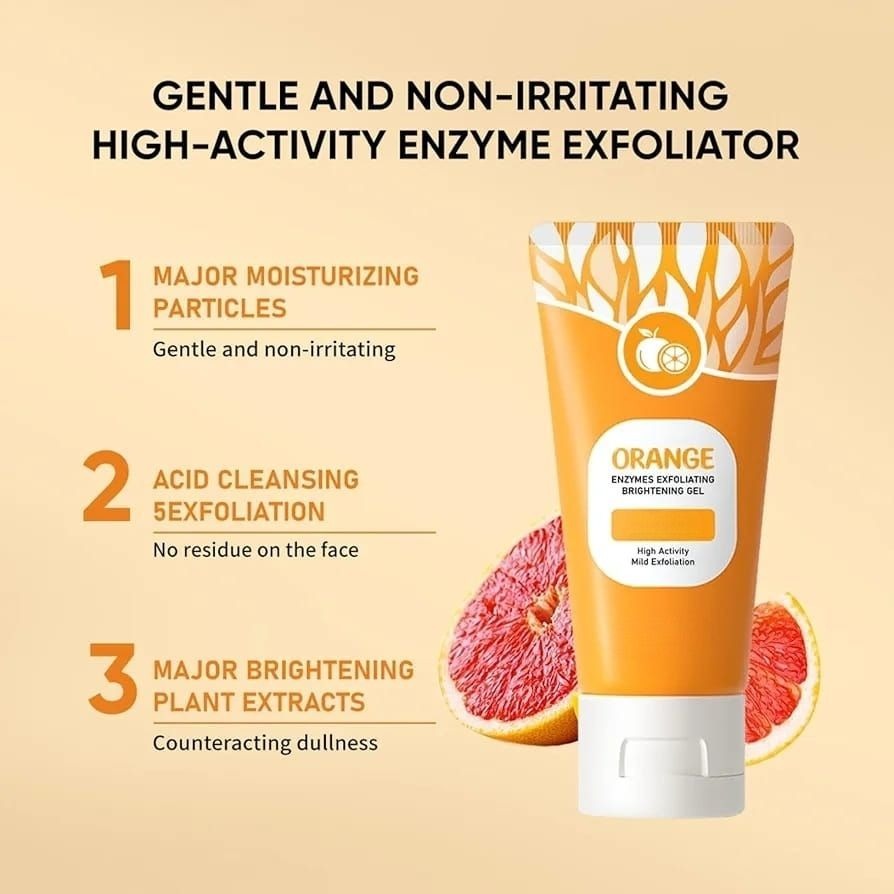 Orange Enzymes Exfoliating & Brightening Gel | Deep Cleansing Face Gel for Smooth, Glowing & Refreshed Skin (60ml)